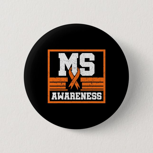 Awareness Multiple Sclerosis Orange Autoimmune Dis Button (Front)