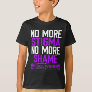 Awareness No More Stigma Shame Purple Ribbon  T-Shirt