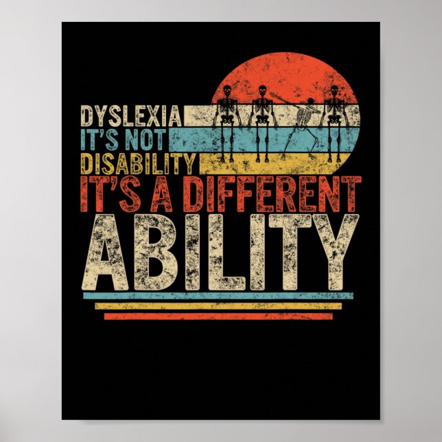 Awareness Not Disability Different Dabbing Skeleto Poster (Front)