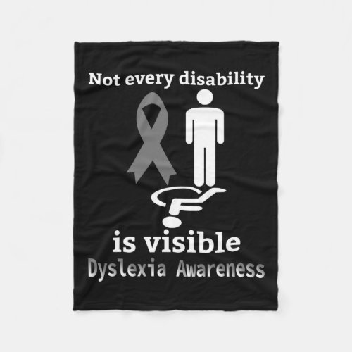 Awareness October Silver Ribbon Dyslexic Teacher 1 Fleece Blanket