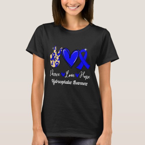 Awareness Peace Love Hope Blue Ribbon  T_Shirt