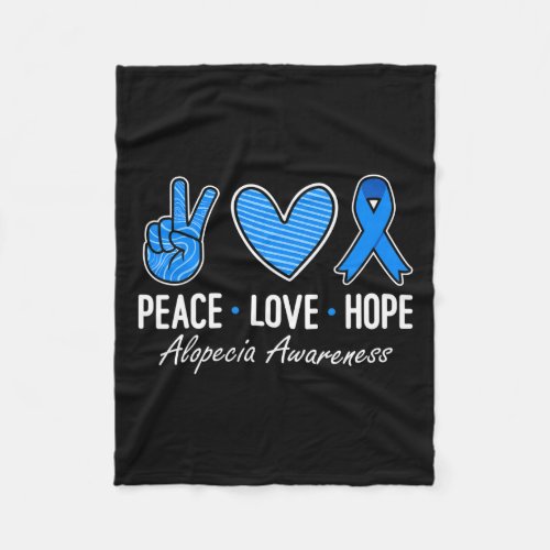 Awareness Peace Love Hope I Wear Blue Ribbon  Fleece Blanket