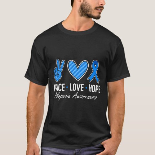 Awareness Peace Love Hope I Wear Blue Ribbon  T_Shirt
