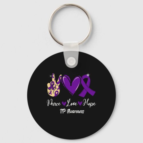 Awareness Peace Love Hope Purple Ribbon  Keychain