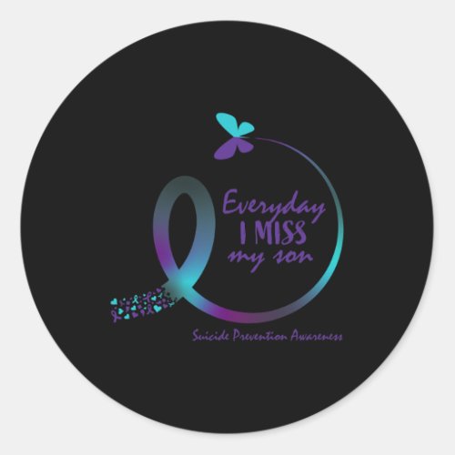 Awareness Prevention Son Loving Memory Butterfly  Classic Round Sticker