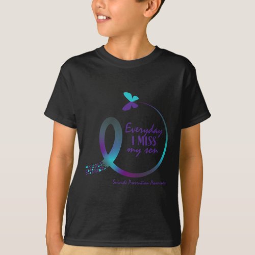 Awareness Prevention Son Loving Memory Butterfly  T_Shirt