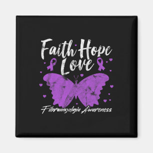 Awareness Purple Butterfly Fibro Warrior Grunge Magnet