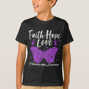 Awareness Purple Butterfly Fibro Warrior Grunge T-Shirt
