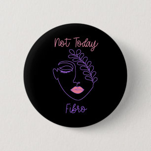 Awareness Purple Fibro Woman Face Line Art Button