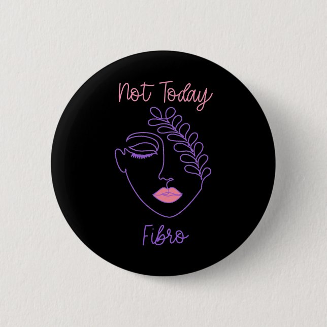 Awareness Purple Fibro Woman Face Line Art  Button (Front)