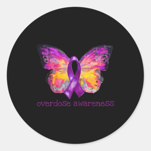 Awareness Purple Ribbon Butterfly Grief Loss Gift  Classic Round Sticker
