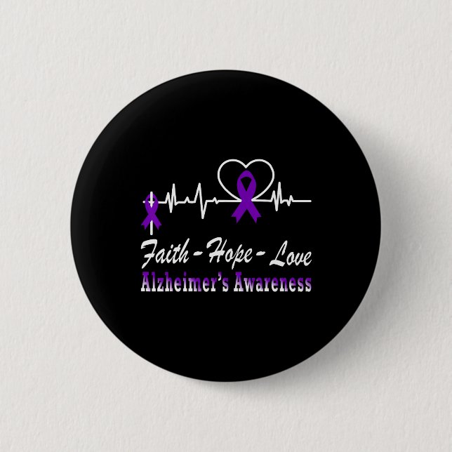 Awareness Purple Ribbon The End Of Heimer's  Button (Front)