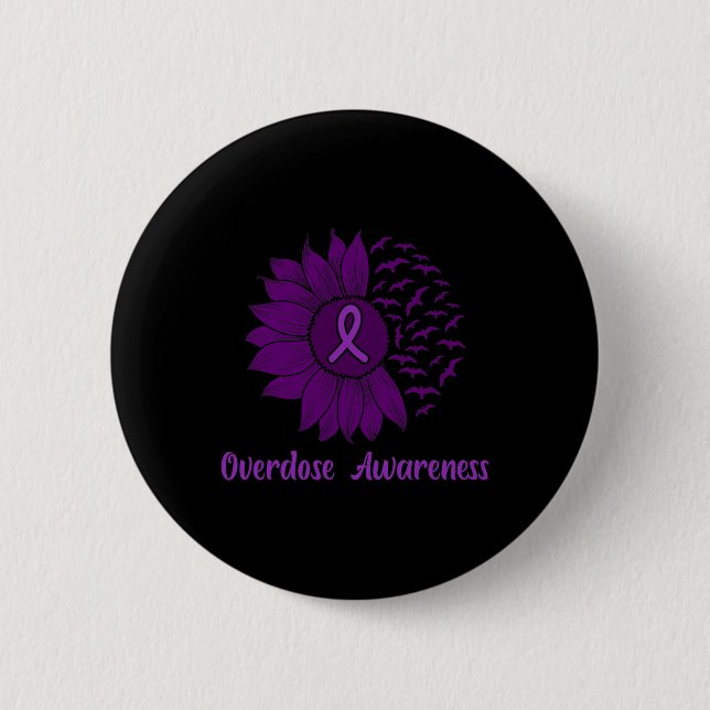 Awareness Purple Sunflower  Button (Front)