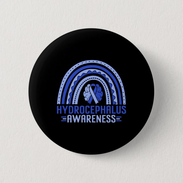 Awareness Rainbow Blue Ribbon Warrior Support  Button (Front)