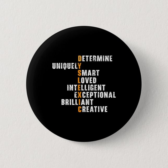 Awareness Reading Disorder Learning Disability 2  Button (Front)