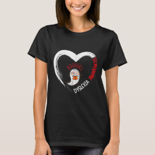 Awareness Reading Heart Wear Red Cute Ghost Book  T-Shirt