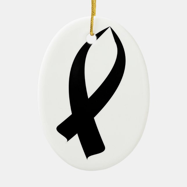 Awareness Ribbon Black Ceramic Ornament (Front)