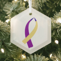 Awareness Ribbon (Bladder Cancer) Badge Holder Glass Ornament