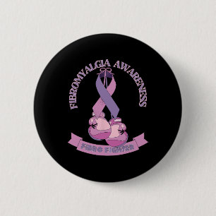 Awareness Ribbon Boxing Gloves Fibro Fighter  Button