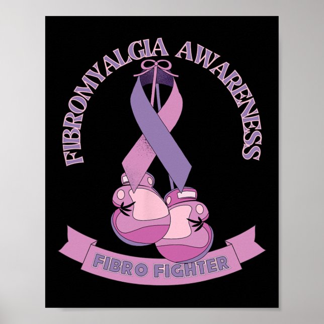 Awareness Ribbon Boxing Gloves Fibro Fighter  Poster (Front)