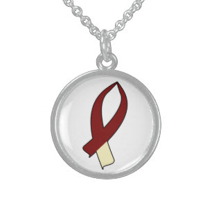 Awareness Ribbon (Burgundy & Cream) Sterling Silver Necklace