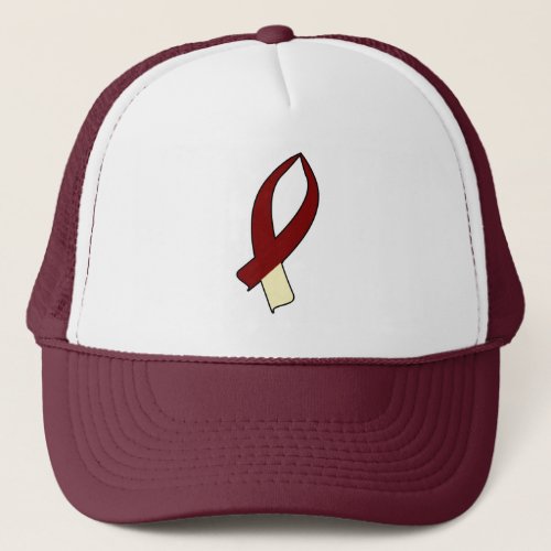 Awareness Ribbon Burgundy  Cream Trucker Hat