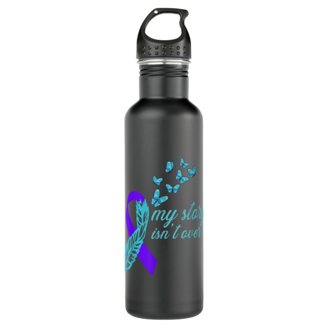 Awareness ribbon - butterflys - suicide prevention stainless steel water bottle (Front)