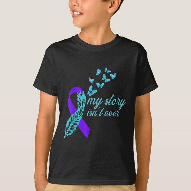 Awareness ribbon - butterflys - suicide prevention T-Shirt (Front)