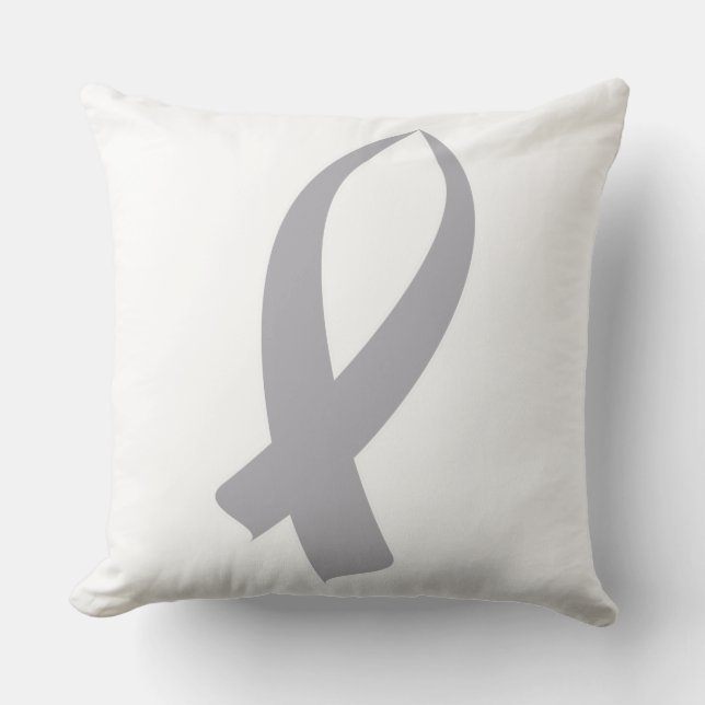 Awareness Ribbon (Gray) Throw Pillow (Front)