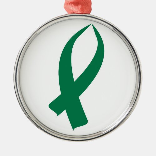 Awareness Ribbon Green Metal Ornament