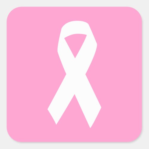 Awareness Ribbon on Pink Square Sticker