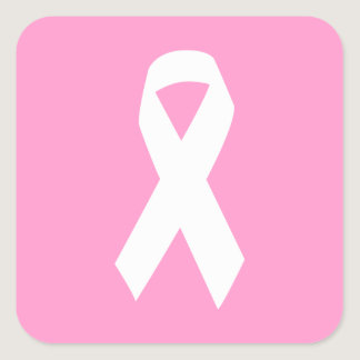 Awareness Ribbon on Pink Square Sticker