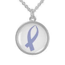Awareness Ribbon (Periwinkle) Sterling Silver Necklace