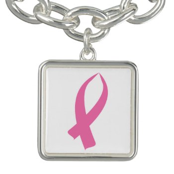 Awareness Ribbon (pink) Charm Bracelet by BlakCircleGirl at Zazzle