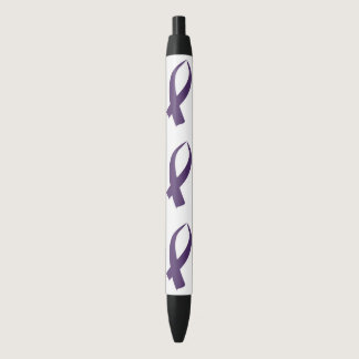 Awareness Ribbon (Purple) Black Ink Pen
