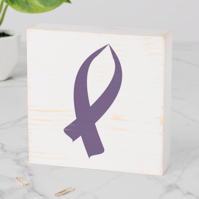 Awareness Ribbon (Purple) Wooden Box Sign (In Situ Horizontal)