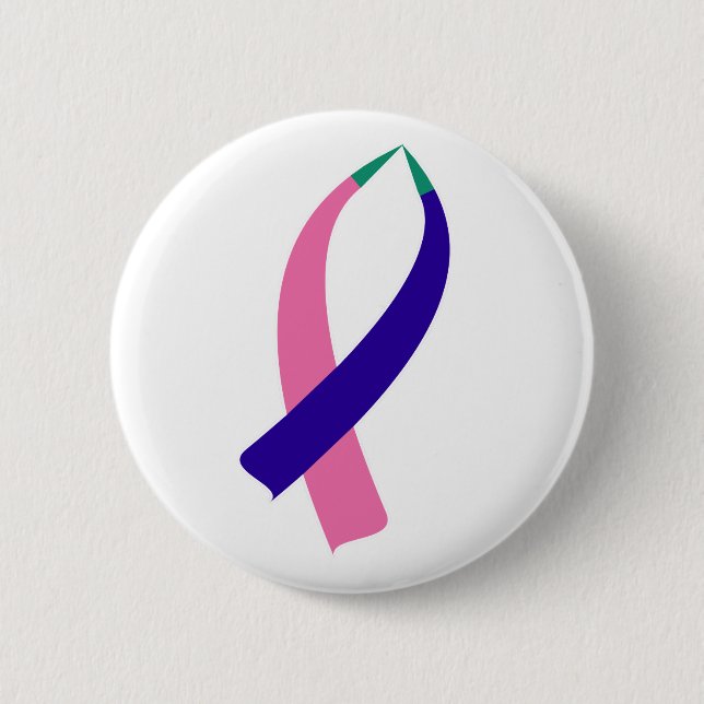Awareness Ribbon (Thyroid Cancer) Pinback Button (Front)