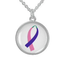 Awareness Ribbon (Thyroid Cancer) Sterling Silver Necklace