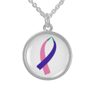 Awareness Ribbon (Thyroid Cancer) Sterling Silver Necklace