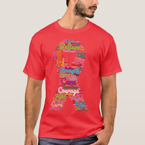 Awareness Ribbon With Positive Support Words T_Shirt