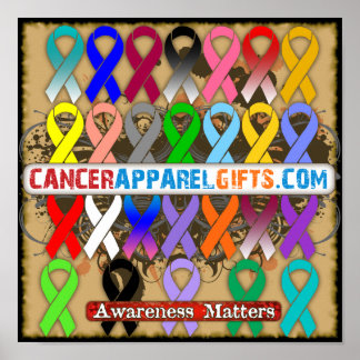 Awareness Ribbons by CancerApparelGifts.Com Poster