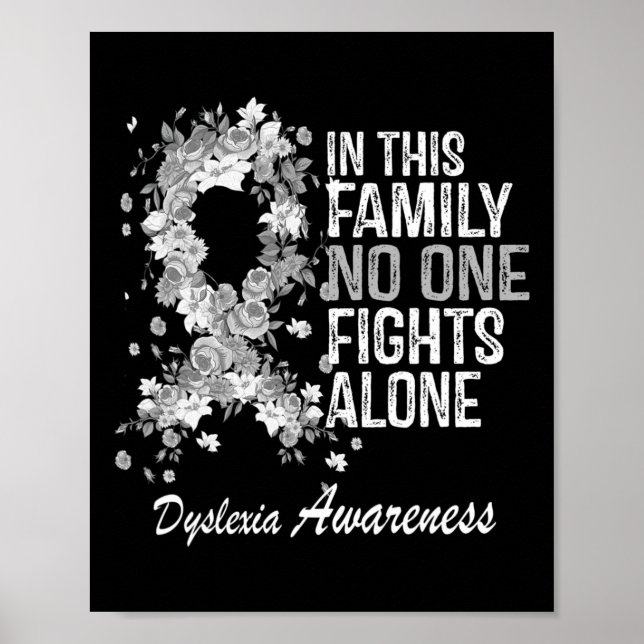 Awareness Shirt Gray Flower Ribbon Awareness  Poster (Front)