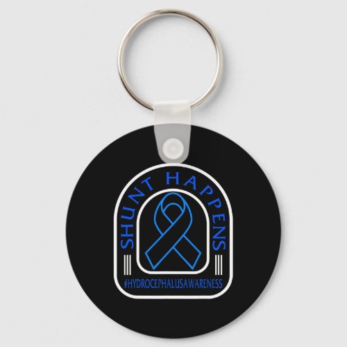 Awareness Shunt Happens Blue Ribbon Neurosurge 3  Keychain