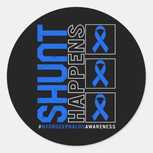 Awareness Shunt Happens Blue Ribbon Neurosurge 4  Classic Round Sticker