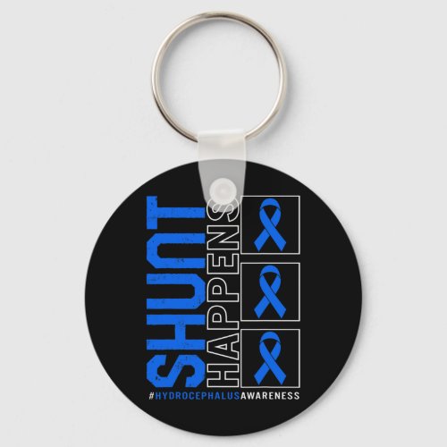 Awareness Shunt Happens Blue Ribbon Neurosurge 4  Keychain