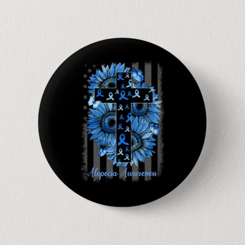 Awareness Sunflower American Flag  Button