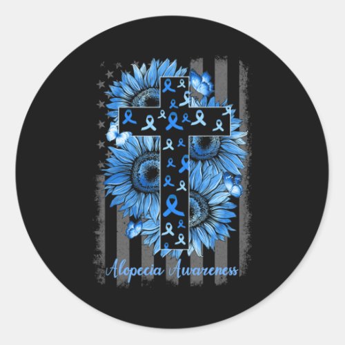 Awareness Sunflower American Flag  Classic Round Sticker