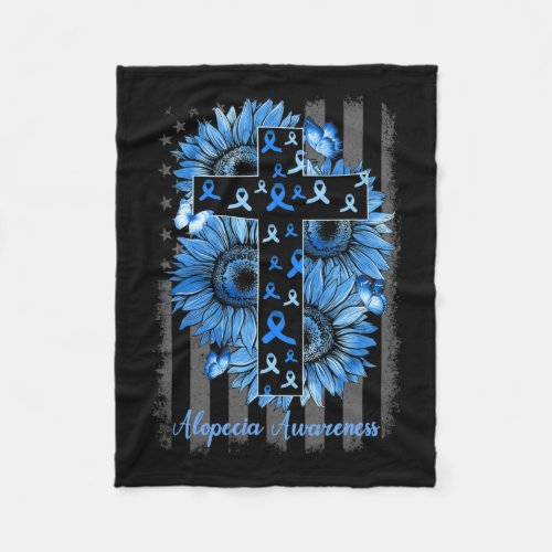 Awareness Sunflower American Flag  Fleece Blanket