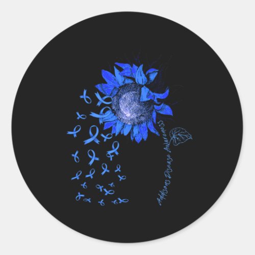 Awareness Sunflower Blue Ribbon 1  Classic Round Sticker