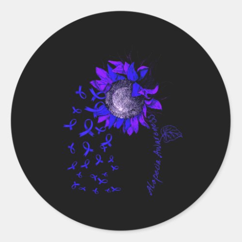 Awareness Sunflower Blue Ribbon  Classic Round Sticker